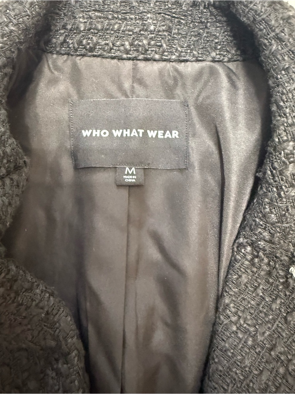Who What Wear Black Tweed-Trim Blazer Size Medium - Picture 6 of 9